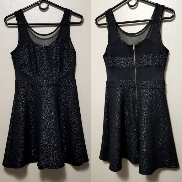 NWOT Black Embossed Rose Texture Dress - Picture 1 of 6
